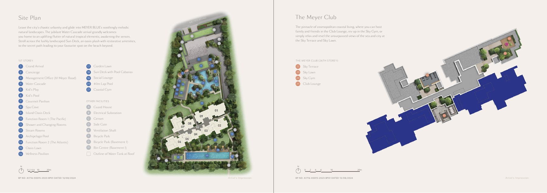 Meyer Blue official site plan and facilities legend